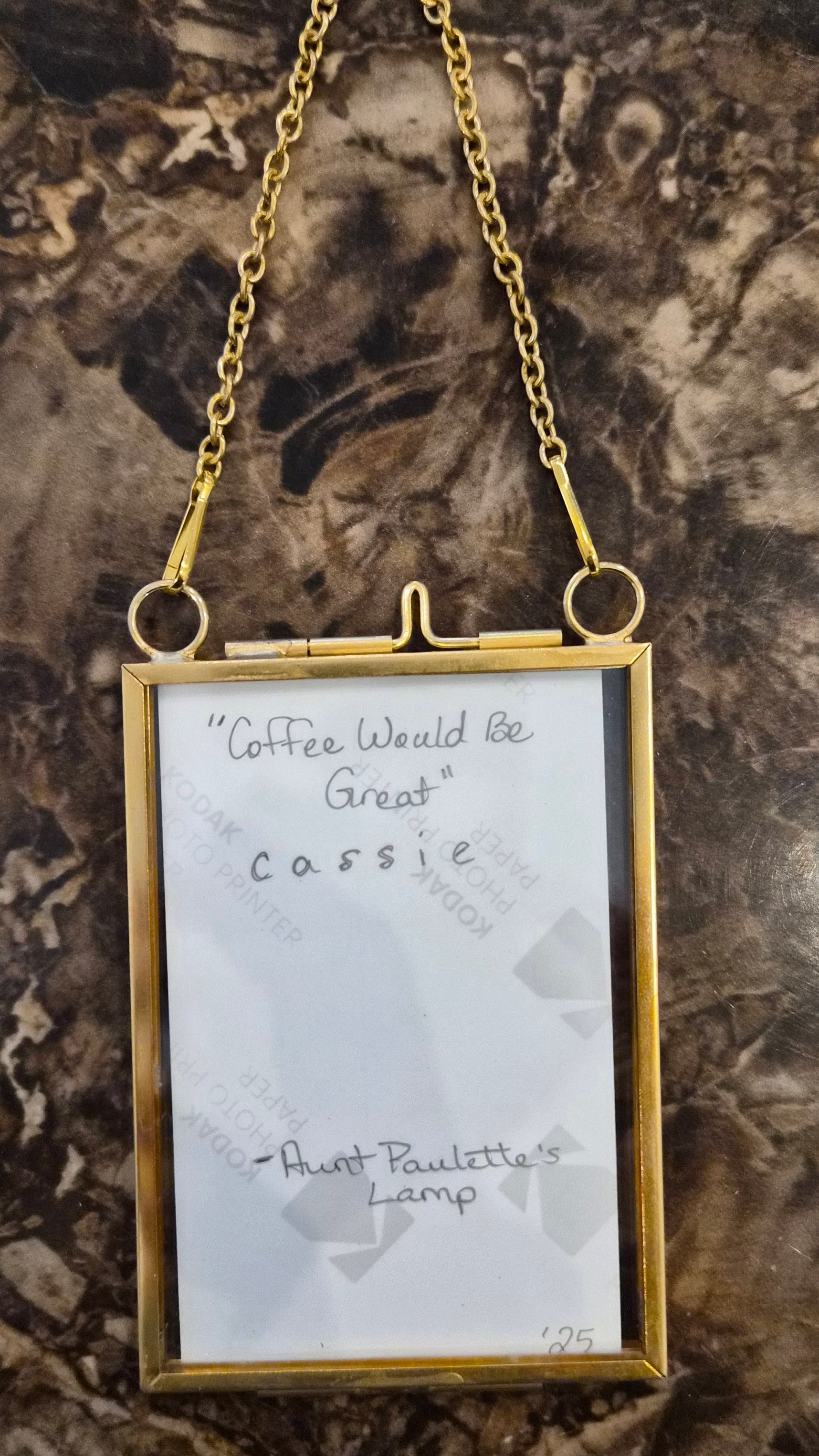 Diffraction art in locket frame